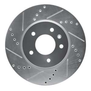 Chevrolet Captiva Brake Rotor (1) - Front Left - R1 Concepts - Drilled & Slotted - Silver - `07-`15